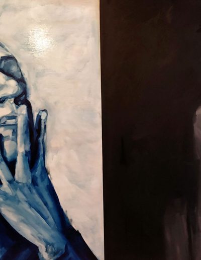Deborah Whitney, Black and Blue. 2018, oil paint on plywood, 48”x96”x1”